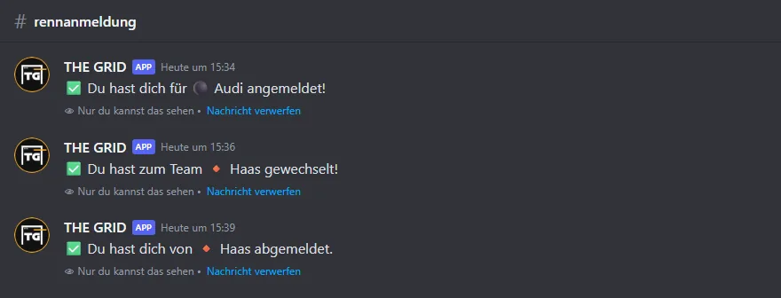 Drei Antworten von THE GRID: angemeldet, gewechselt, abgemeldet