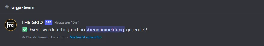 Bestätigung nach Send Event