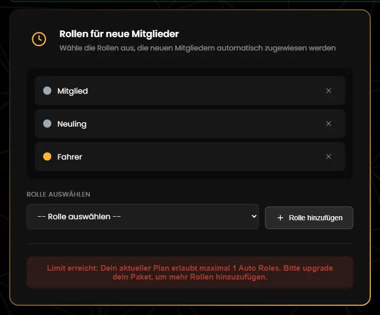 Meldung „Limit erreicht“ beim Speichern