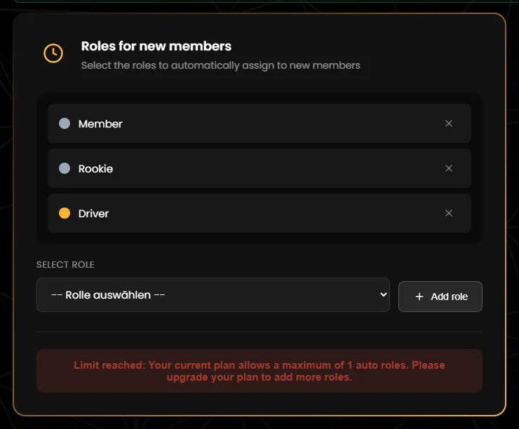 “Limit reached” message when saving