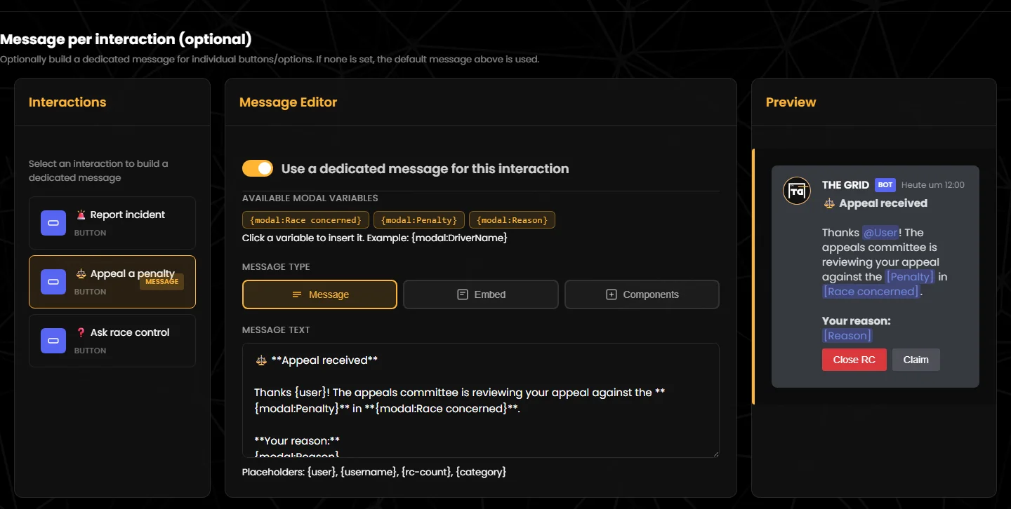 Dedicated message for the “Appeal a penalty” button