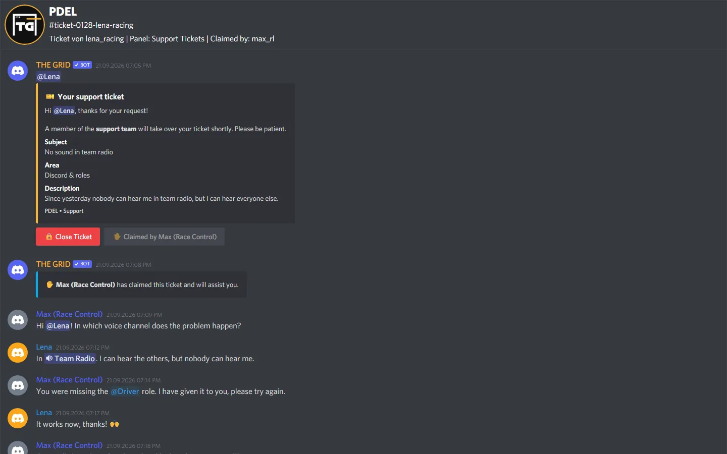 A ticket conversation